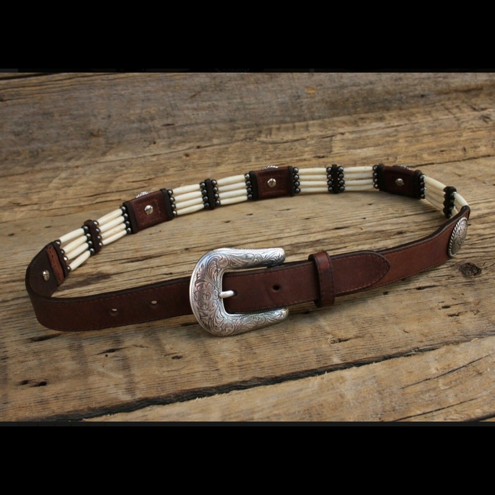 Tony lama bone bead concho belt . Vintage